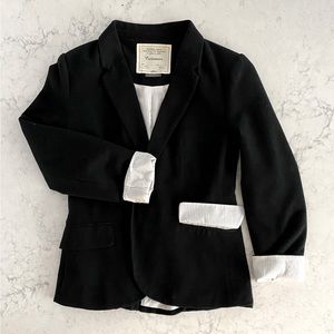 Anthropologie Cartonnier Black Blazer with Pinstripe Lining